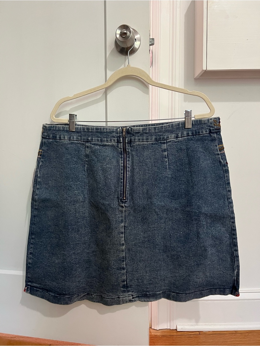ARULA Embroidered Denim Mini Skirt - Blue, Red & Pink - Picture 3 of 8